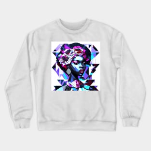 [AI Art] Beautiful (though nonexistent) Rose lady - Geometric Art Style Crewneck Sweatshirt